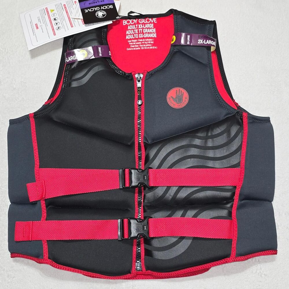 NWT - Body Glove Unisex Life Jacket Overboard Evoprene Adult XXL PFD Vest Black/